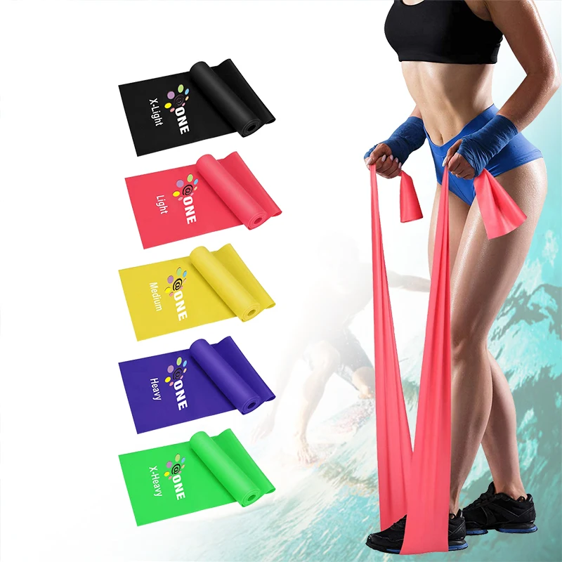 

A One Amazon Wholesale Gym Equipment Fitness TPE Therabands Yoga Elastic Stretch Resistance Exercise Bands, Customized color