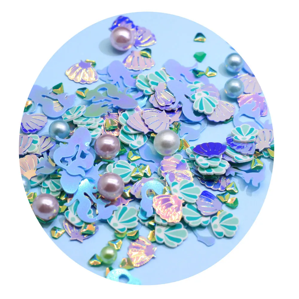 Polymer Clay Shell Slices Mixed Mermaid Sequins Pearl Sprinkles for Slime Filling D  I Y Crafts Shaker Cards Accessories