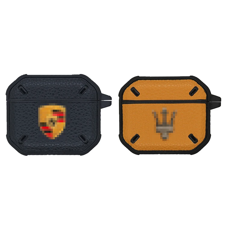 

Luxury Brand Logo TPU PU Leather Earphone Case For AirPods Pro AirPods 3 2 1 Earphone Case Wireless Cover With Keychain
