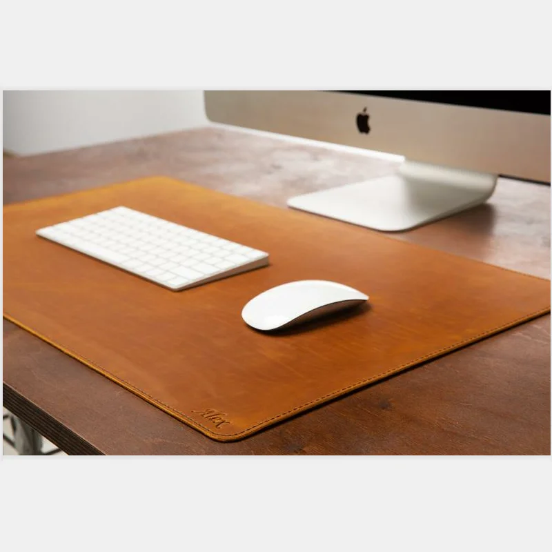 

Factory Custom Large Genuine leather desk mat leather Table pad laptop Desk mat