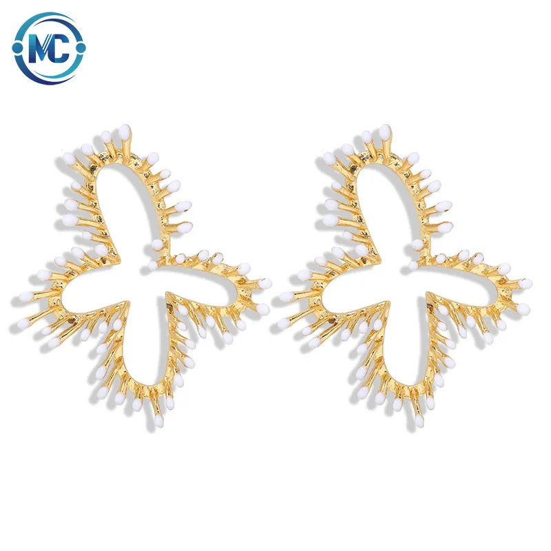 

New Trendy Geometric Abstract Butterfly Contour Earring Exaggerated Enamel Flower Drop Earring Women Creative Jewelry