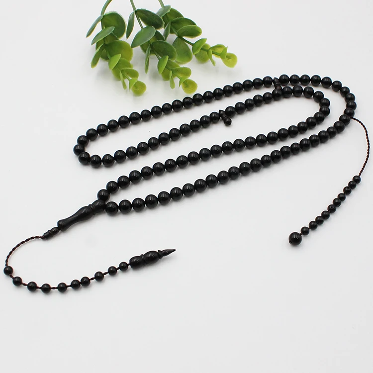 

Factory Fast Delivery Wood Pendant Necklace 5MM Chains Black Kuka 7MM Muslim Decor 99 Beads Religous Rosary Islam Prayer Tasbih, 3# dyed black