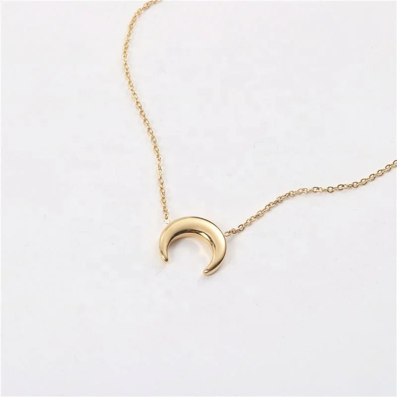

Trendy Wholesale High Quality Gold Plated New Moon Pendant Choker Necklace Stainless Steel Jewelry Wholesale