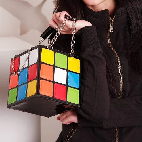 HXQ Novelty Colorful Magic Cube Handbag,Fashion Rubiks Cute Purses for Women Girl