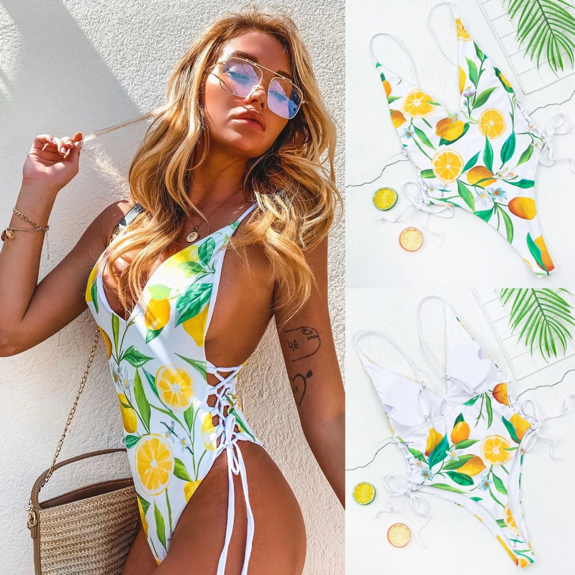 

Custom Women Print Beachwear One Piece Swimsuit Female Bikini Swimwear, Multi-colored options