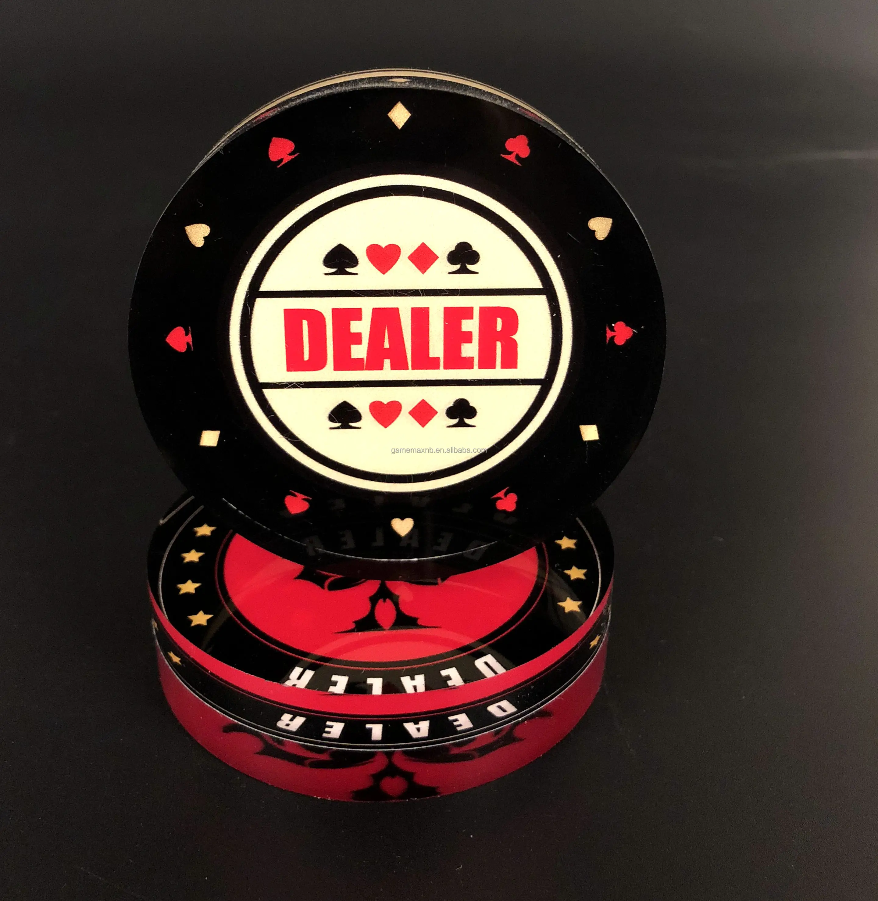 

Wholesale Customized 80*20mm Casino Texas Acrylic Dealer Button Poker Table Accessory