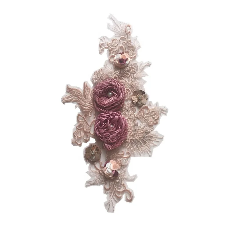 

Delicate embroidered 3d flower dress women appliques tshirt peach, As pictured