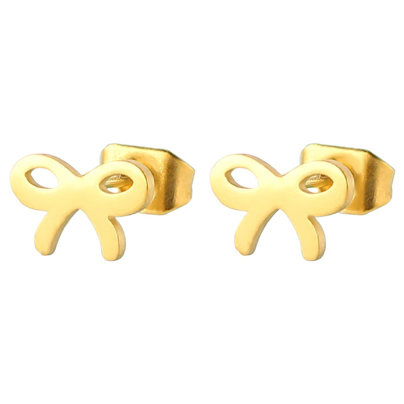

Fashionable and simple empty bowknot ear studs stainless steel titanium steel sweet and delicate ear jewelry, Picture