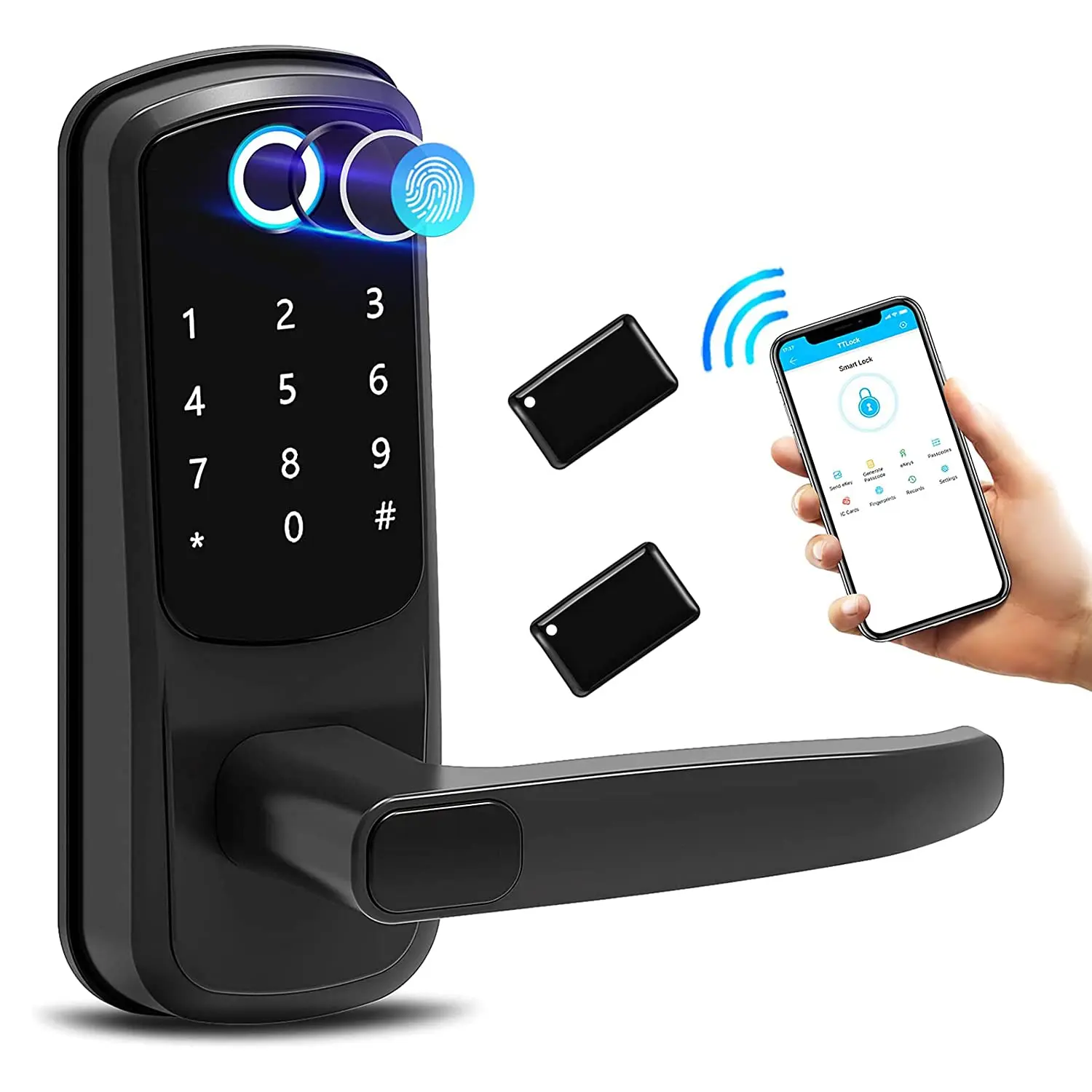 

BBDHOME Smart Fingerprint Keyless Entry Reversible Handle 6 in 1 Touchscreen Keypad Digital Door Lock