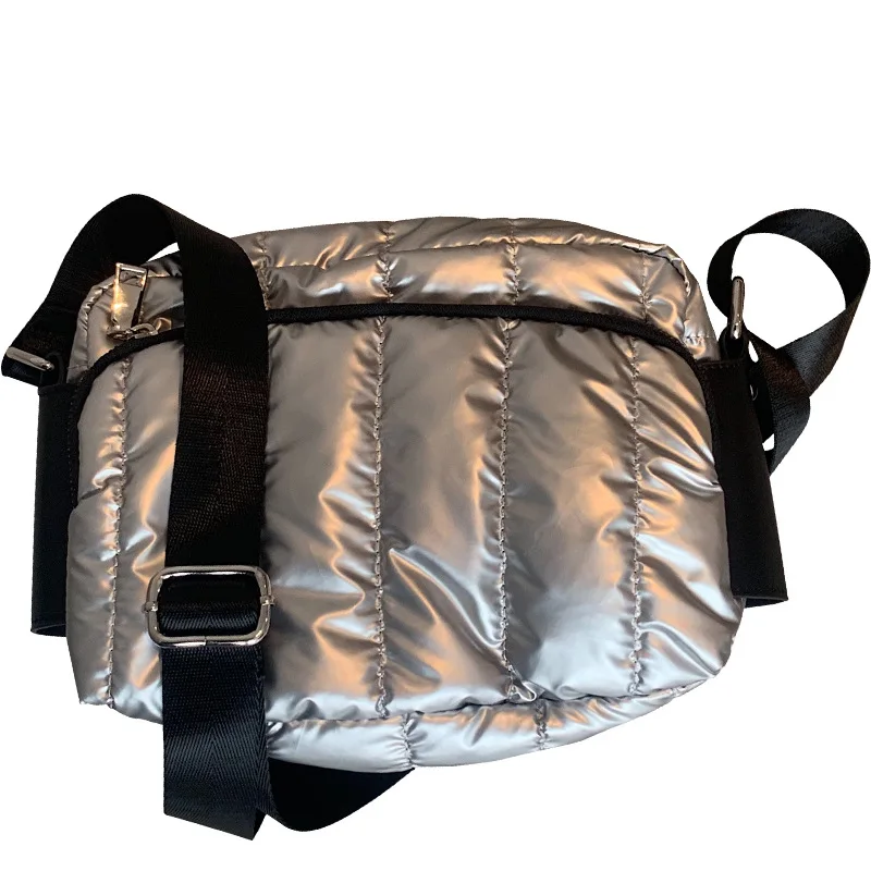 

2021 New Fall Winter Vintage and Fashion Quiltted Nylon Puffer Crossbody Bag, As picture