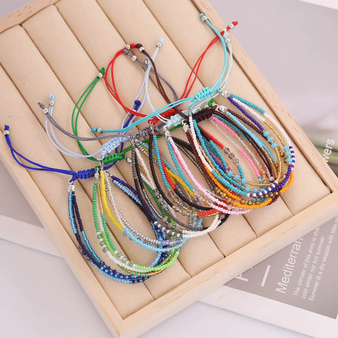

Hot Selling Bohemian Adjustable Bracelet Women's Colorful Layered Crystal Bead Bracelet
