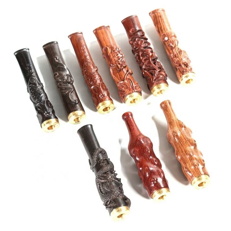 

New Creative Woodcarving Wooden Metal Small Pipe Portable Dry Tobacco Pipe For Wholesale, Picture