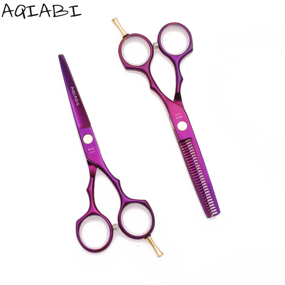 

Professional Barber Scissors 5.5'' AQIABI JP Steel Hair Cutting Shears Thinning Scissors Violet A1104