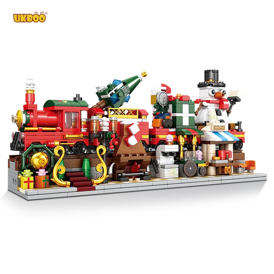

Free Shipping UKBOO 838PCS Christmas Train Building Blocks City Friends RC Railway Cars Bricks Toys For Children Christmas Gifts