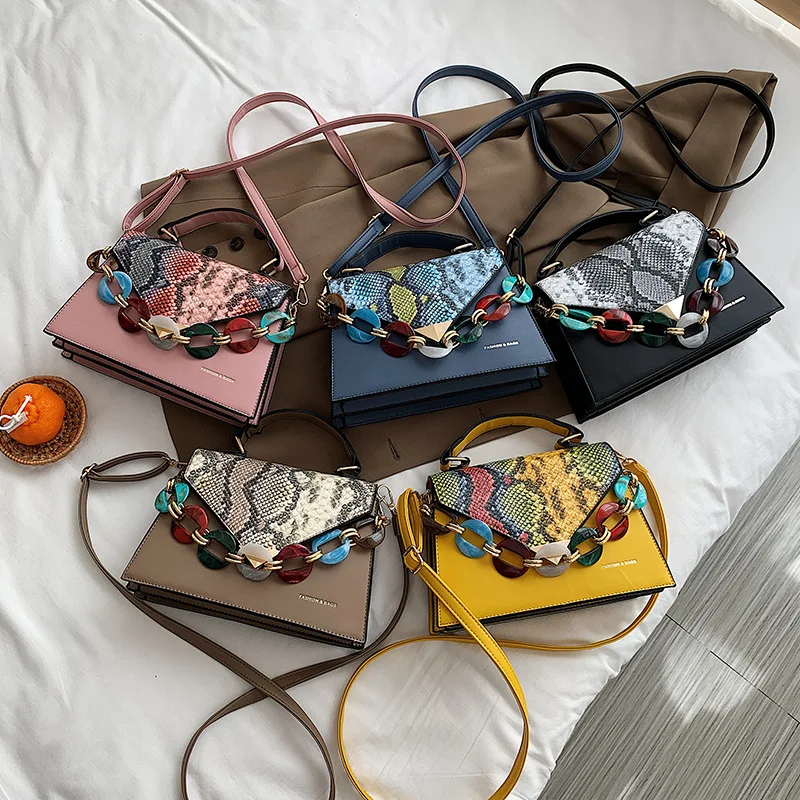

2020 popular design snake pattern bag fashion handbag aslant bag purses