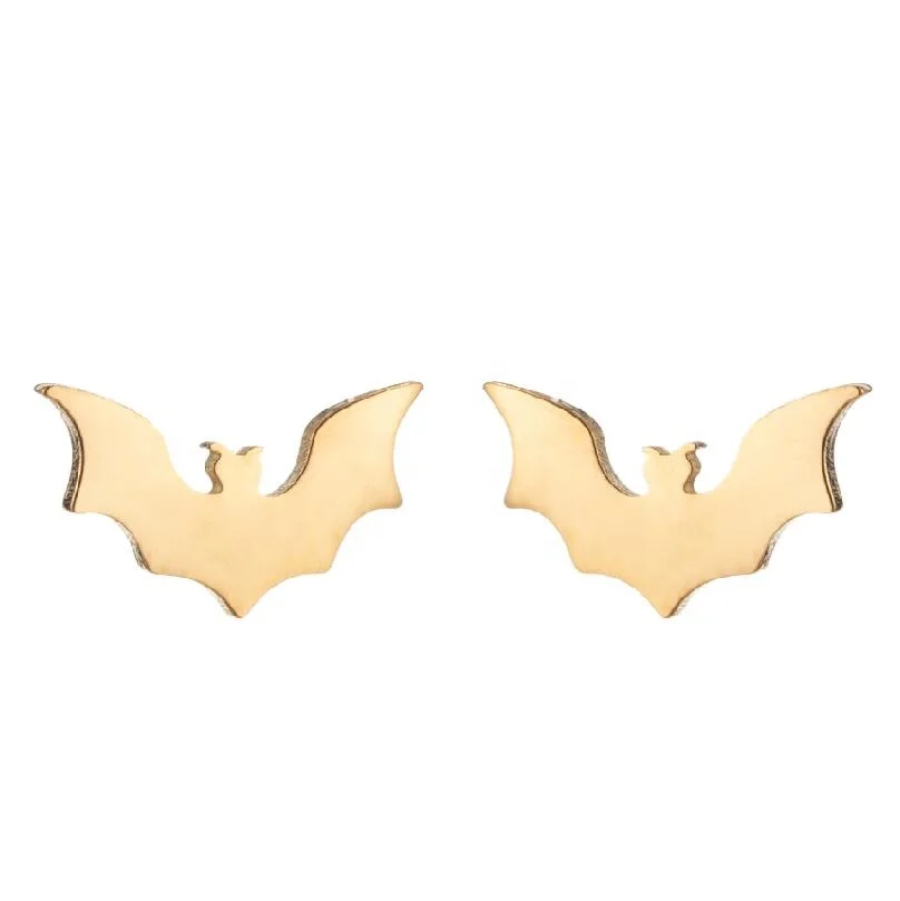 

Cute Stainless Steel Flying Bat Pendant Stud Earrings For Women 2021 Huggies Animal Gift Statement Jewelry