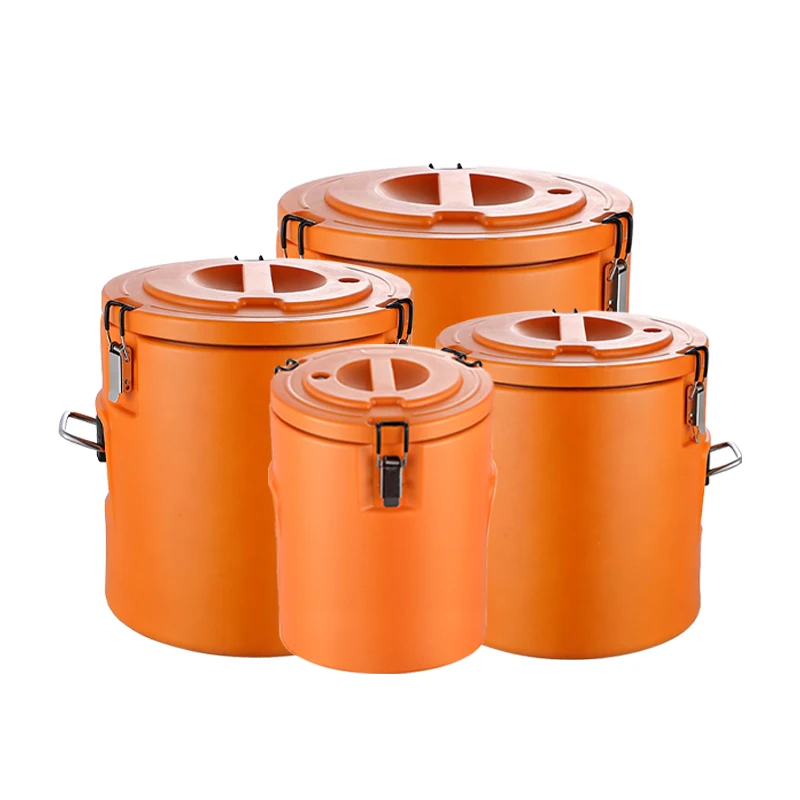 Insulated Food Barrel — Orange, Round (4-Piece Set)