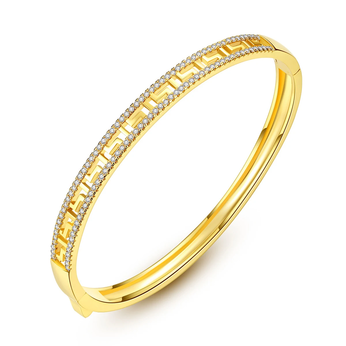 

Fashion bracelet gold plated simple circular CZ bangles