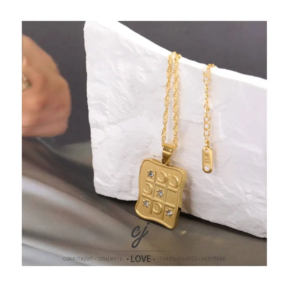 Carline Jewelry Necklaces Moon and Star Stainless Steel Pendant Irregular Necklace With Deluxe Encircled Zirconia Necklace