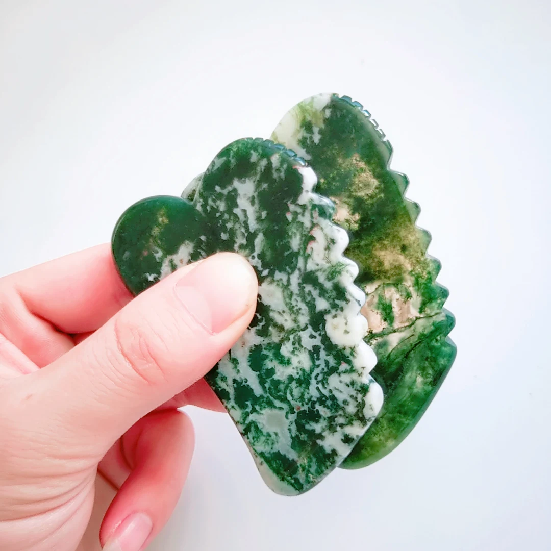 

Natural moss agate jagged square shape Shape Eye Massage Tool For Beauty&Health