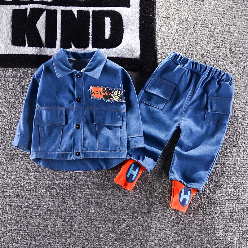 

Wholesale Boys Autumn 2021 New Cowboy Suit 0-4 Year Old Girl Cartoon Wukong Two Piece Set