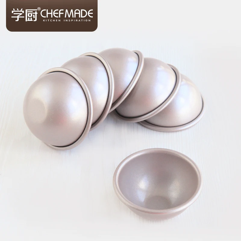 

CHEFMADE Factory Outlet 6 Pcs 8.5cm Non-Stick Round Cake Baking Pan Kitchen Bakeware Sets Molds, Champagne gold