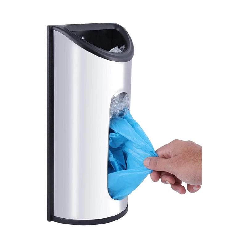 

Kitchen Grocery Plastic Bag Holder and Dispenser for Plastic Bags - Easy Wall Mount Bag Saver - Stainless Steel