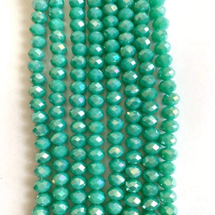 

$0.5/strand Wholesale 8MM Rondelle Faceted Turquoise Crystal Bead Briolette Glass beads for Jewelry Making Bracelet Necklace