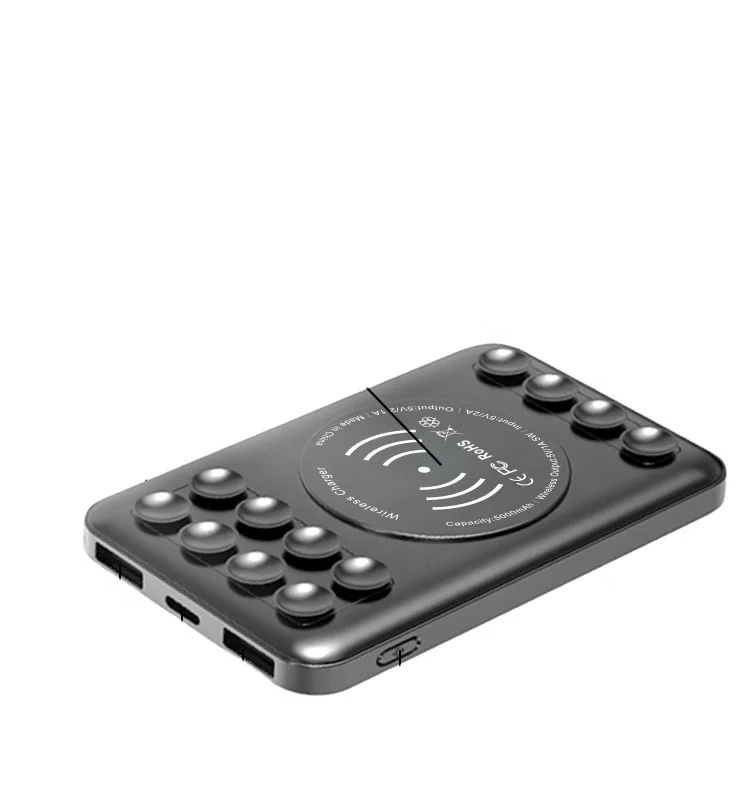 

Portable 5000mAh Small power bank mobile charger wireless with suction cup