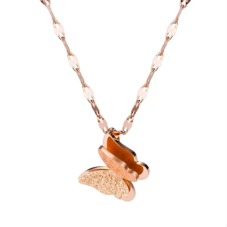 

Light butterfly 14k gold plated stainless steel necklace pendant for women