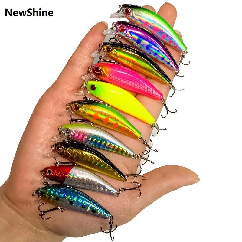 

New Minnow Fishing Slow Sinking Bait 6g 58mm Hard Lure Wobbler Bass Artificial Bait Fishing Tackle, 10 color