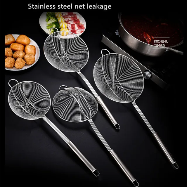 

Chinese hot pot Food Grade Noodle Strainer Mesh Wire Kitchen Colander Strainer Set Stainless Steel Fashion Silver Metal