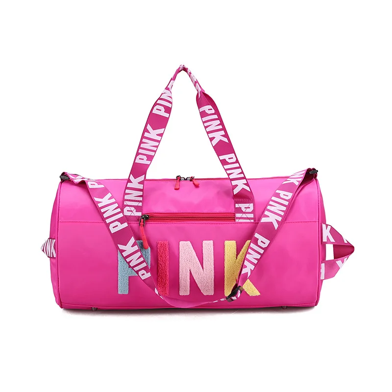 

Luxury Leather Gym Yogo Sport Pink Travel Bags Glitter Duffle Bags For Women, Customized color