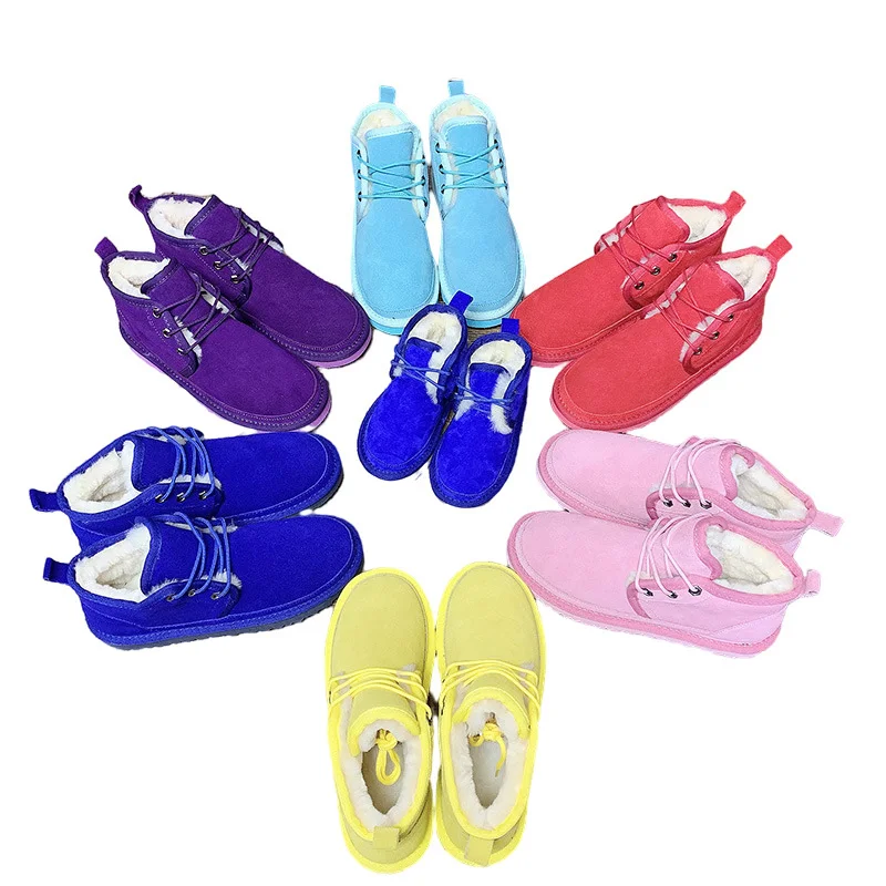 

Waterproof Warm Winter Femme Kids Children Boys UGH12 Sheep Fur Genuine Leather Martin Shoes Ankle Snow Boots for Men Women Kids