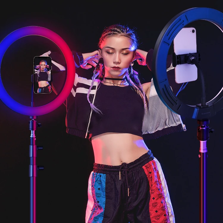 

Kinscoter Dimmable Rgb Led Ring Light 10 Inch Photography Lighting Round Circle Ring Light With Remote Control