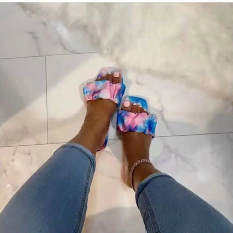 

2021 new arrivals shoes European American fashion style color casual daily flat directly wear Ladies slippers increase size, Picture colors