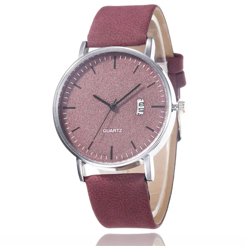 

Casual Chinese Movt Stainless Steel Back Quartz Watch sr626 Simple Calendar Watches Leather Strap Wrist Watch For Women