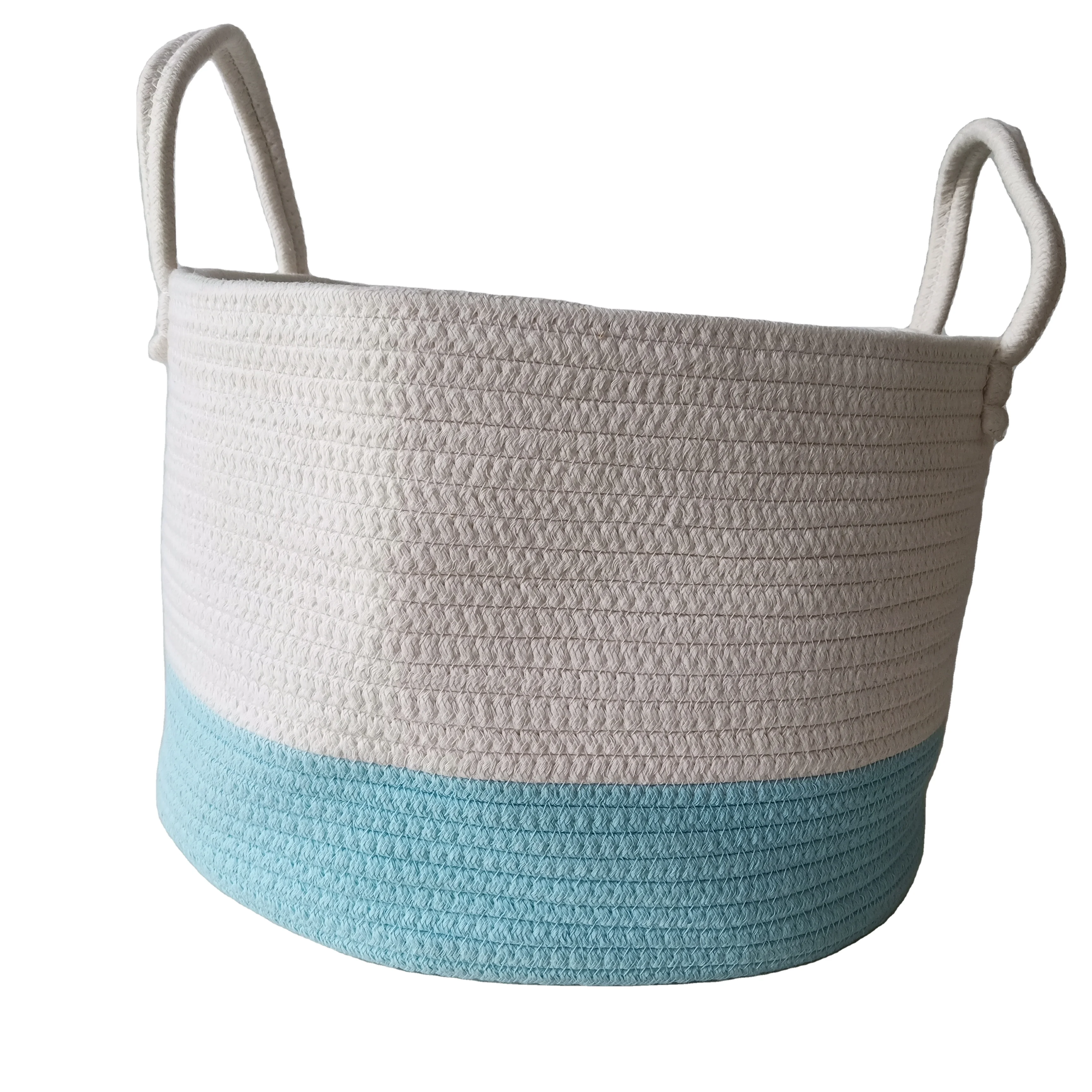 

Cotton rope basket wholesale collapsible laundry basket with handle, Customized color