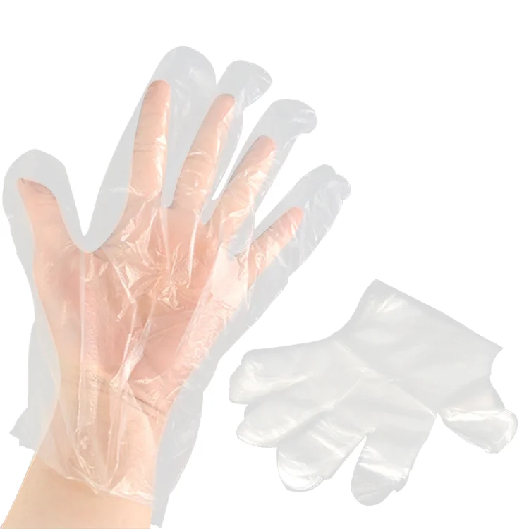 

China Top Factory Sale PE S M  XL Custom Size Household Glove Kitchen Disposal Glove, Transparent & blue