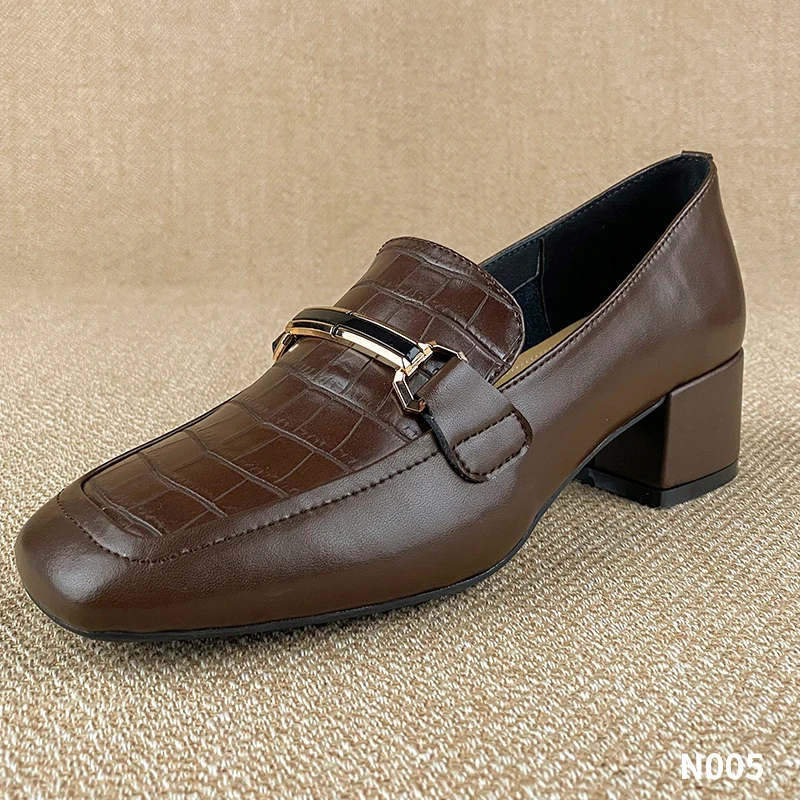 

Universe N005 Women Genuine Leather Med heeled Handmade Dress Shoes Wholesale, Black/beige/brown