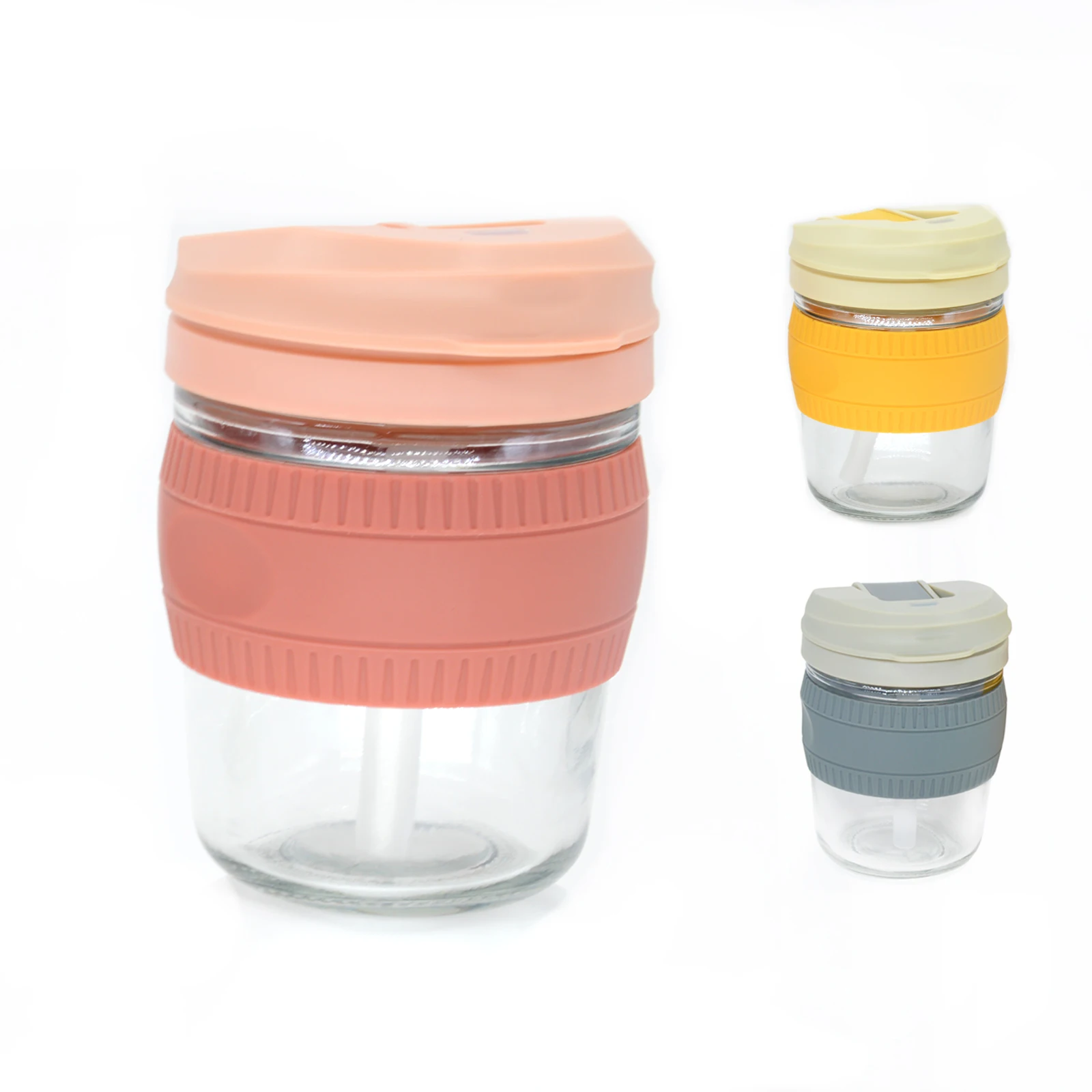 

Reusable Glass Coffee Drinking Cup with Silicone Sleeve and Flip Lid Straw for Outdoor Vaccum Insulated Coffee Travel Mug, Green