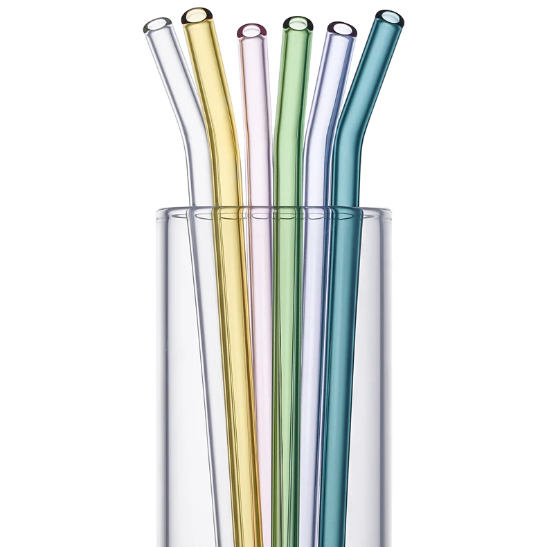 

Wholesale Reusable High Borosilicate Glass Drinking Straw Custom Logo Portable Glass Straw., Customized color