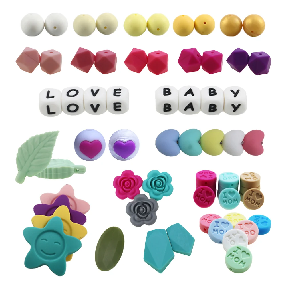 

Wholesale Bulk BPA Free Food Grade Baby Chew Soft Silicone Teething Beads For Jewelry Making