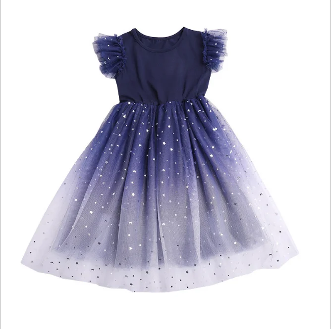 

Girls Clothes 2021 New Summer Princess Dresses Flying Sleeve Kids Dress Unicorn Party Girls Dresses Children Clothing Wholsale, Picture shows