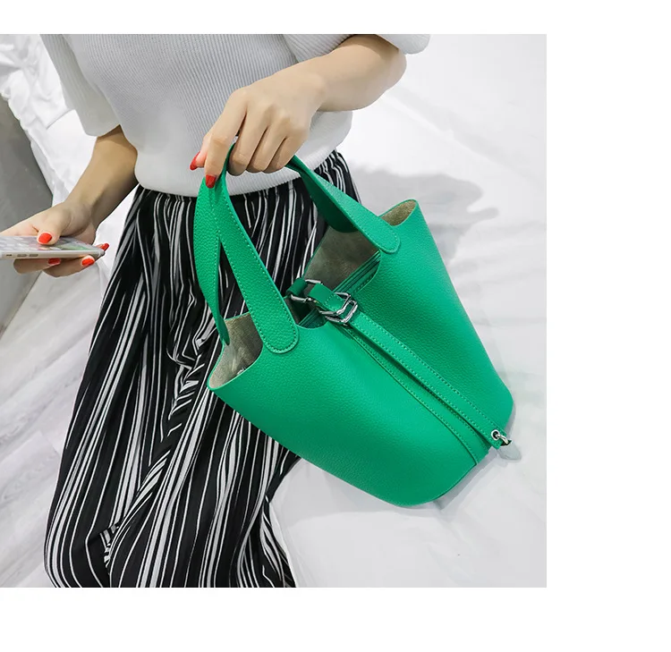 

2019 New Arrival Korean Basket Bag Female Big Capacity Tote Bag Simple Bucket Bag for Women, Orange,white,green