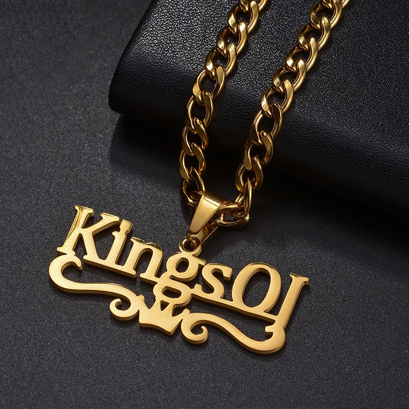 Stainless Steel Name Necklace Personality Hip-Hop Whip Chain Men's Letter Pendant Clavicle Chain