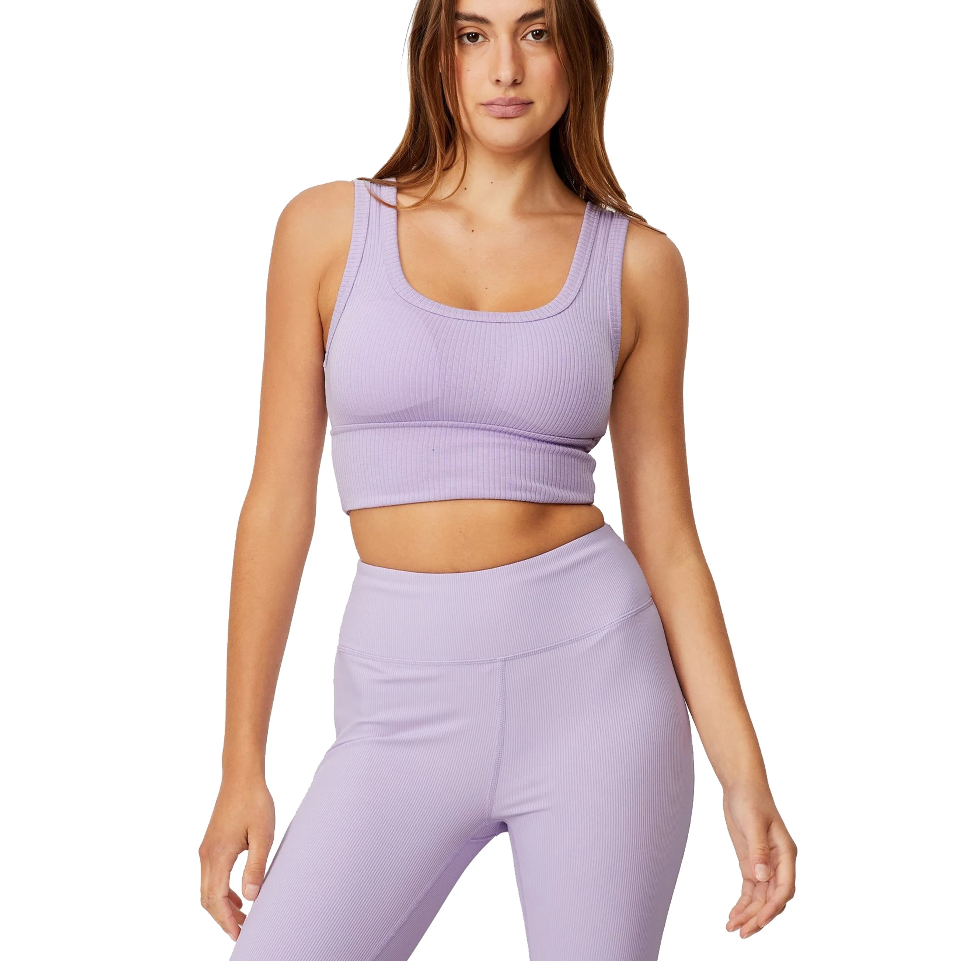 

Women Soft Compression Quick Dry Ribbed Exercise Leggings and Bra Set