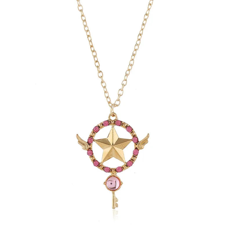 

Jachon Cute Pendant Necklace For Women Girls Sailor Moon Wand Chain crystal Necklace, Like picture