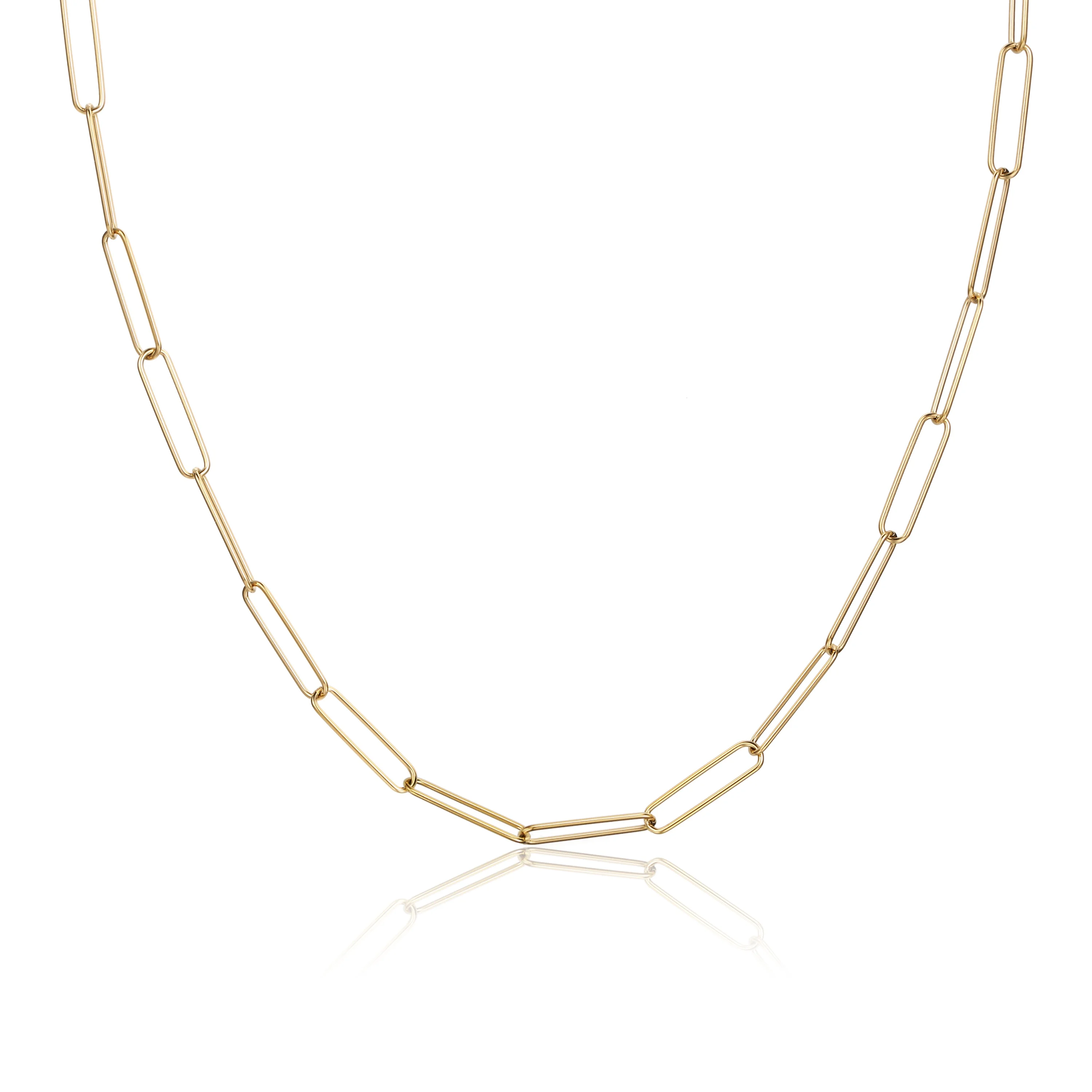 

Delicate Stainless Steel Gold Plated Thin Chains Necklaces Rectangle Link Chain Necklace Women