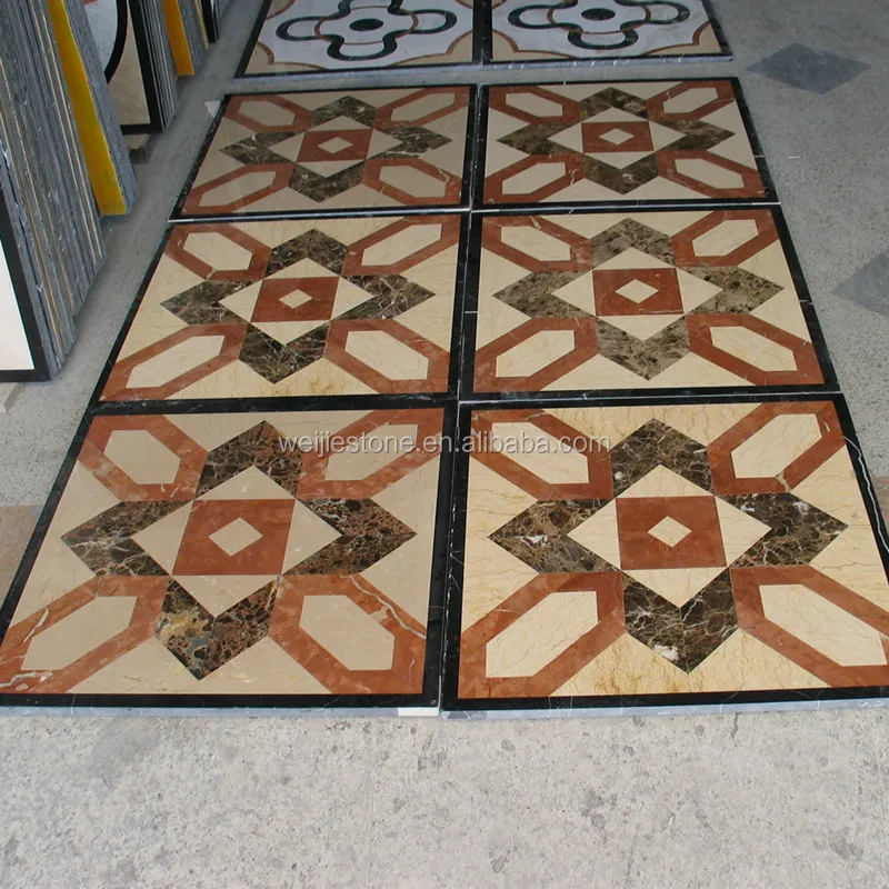 Entryway Waterjet Medallion Marble Flooring Tiles Design Square